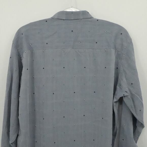 Luchiano Visconti Shirt Mens 2XL Gray Embroidered Skull Pattern Button Up Casual - Picture 9 of 14